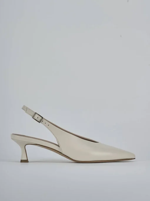 Décolleté e slingback tacco 5cm pelle beige