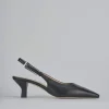 Décolleté e slingback tacco 6cm pelle nero