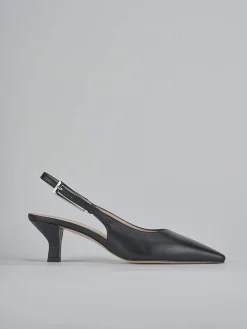 Décolleté e slingback tacco 6cm pelle nero