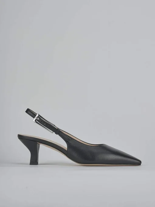 Décolleté e slingback tacco 6cm pelle nero