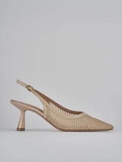 Décolleté e slingback tacco 7cm pelle beige