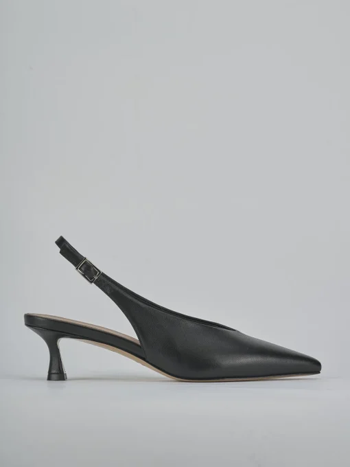 Décolleté e slingback tacco 5cm pelle nero