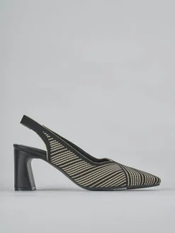 Décolleté e slingback tacco 7cm pelle nero