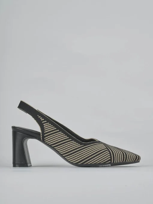 Décolleté e slingback tacco 7cm pelle nero