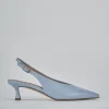 Décolleté e slingback tacco 5cm pelle azzurro