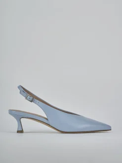 Décolleté e slingback tacco 5cm pelle azzurro