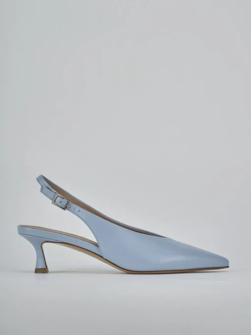 Décolleté e slingback tacco 5cm pelle azzurro