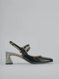 Décolleté e slingback tacco 5cm vernice nero