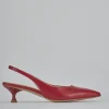Décolleté e slingback tacco 4cm pelle rosso