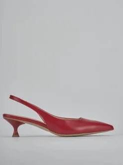 Décolleté e slingback tacco 4cm pelle rosso