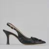 Décolleté e slingback tacco 7cm pelle nero