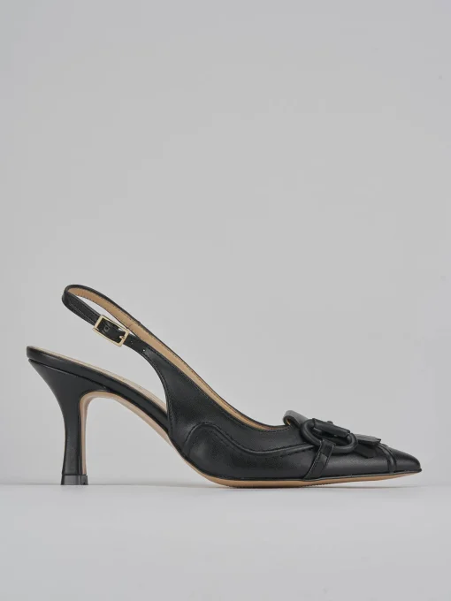 Décolleté e slingback tacco 7cm pelle nero