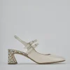 Décolleté e slingback tacco 5cm vernice bianco