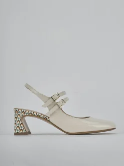 Décolleté e slingback tacco 5cm vernice bianco