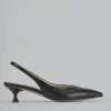 Décolleté e slingback tacco 4cm pelle nero