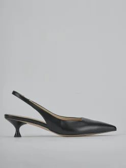 Décolleté e slingback tacco 4cm pelle nero