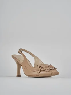 Décolleté e slingback tacco 7cm pelle beige