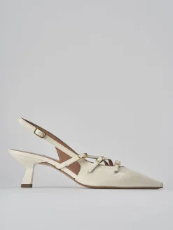 Décolleté e slingback tacco 6cm vernice bianco