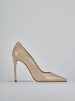 Décolleté e slingback tacco 10cm vernice beige
