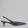 Décolleté e slingback tacco 4cm pelle blu