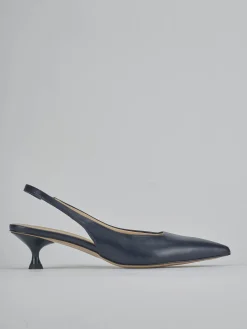 Décolleté e slingback tacco 4cm pelle blu
