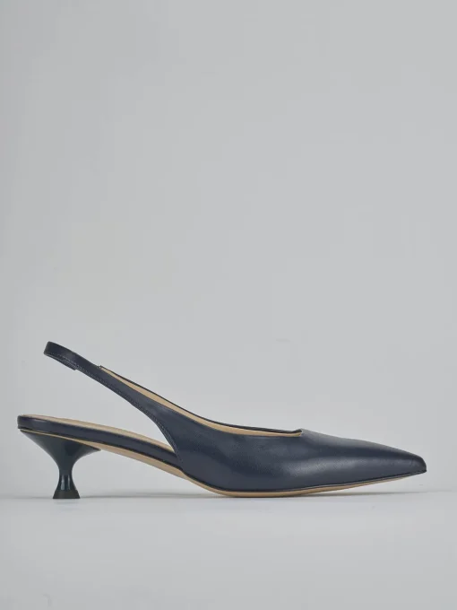 Décolleté e slingback tacco 4cm pelle blu