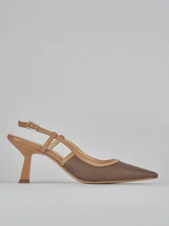 Décolleté e slingback tacco 7cm pelle testa