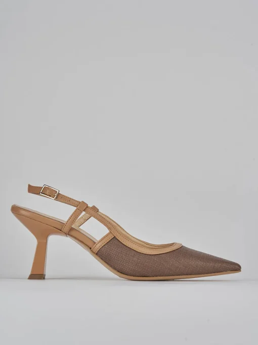 Décolleté e slingback tacco 7cm pelle testa