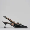 Décolleté e slingback tacco 6cm vernice nero