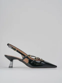 Décolleté e slingback tacco 6cm vernice nero