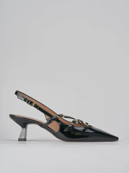 Décolleté e slingback tacco 6cm vernice nero