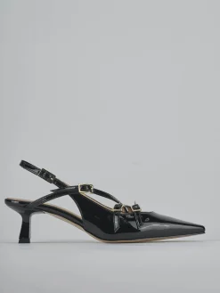 Décolleté e slingback tacco 7cm vernice nero
