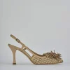 Décolleté e slingback tacco 8cm pelle marrone