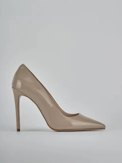 Décolleté e slingback tacco 10cm vernice beige