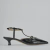 Décolleté e slingback tacco 4cm vernice nero