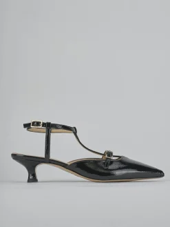 Décolleté e slingback tacco 4cm vernice nero