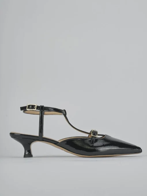 Décolleté e slingback tacco 4cm vernice nero