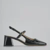 Décolleté e slingback tacco 5cm vernice nero