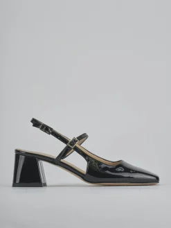 Décolleté e slingback tacco 5cm vernice nero