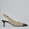 Décolleté e slingback tacco 5cm pelle beige