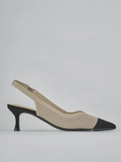 Décolleté e slingback tacco 5cm pelle beige