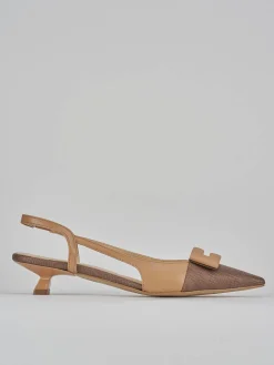 Décolleté e slingback tacco 3cm pelle testa