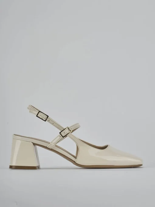 Décolleté e slingback tacco 5cm vernice bianco
