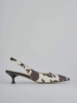 Décolleté e slingback tacco 4cm cavallino bianco