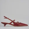 Décolleté e slingback tacco 3cm pelle bordo'