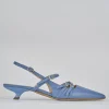 Décolleté e slingback tacco 3cm pelle jeans