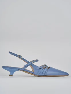 Décolleté e slingback tacco 3cm pelle jeans