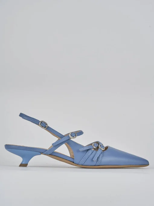 Décolleté e slingback tacco 3cm pelle jeans