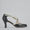 Décolleté e slingback tacco 6cm pelle nero