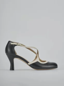 Décolleté e slingback tacco 6cm pelle nero